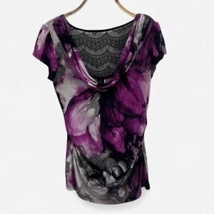 Y2K Whimsigoth Draped Neck Top with Back Lace Details